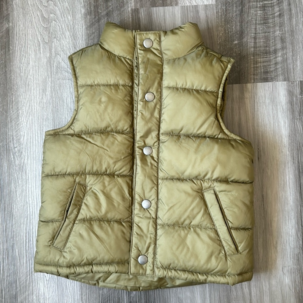 Gymboree puffer vest coat jacket small 5-6 olive boys outdoor fall winter